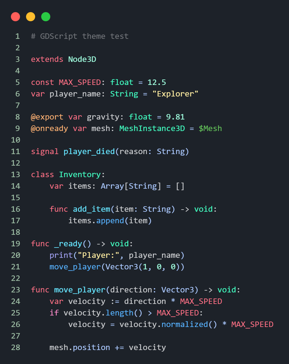 True Godot Theme - GDScript Syntax Highlighting in VS Code
