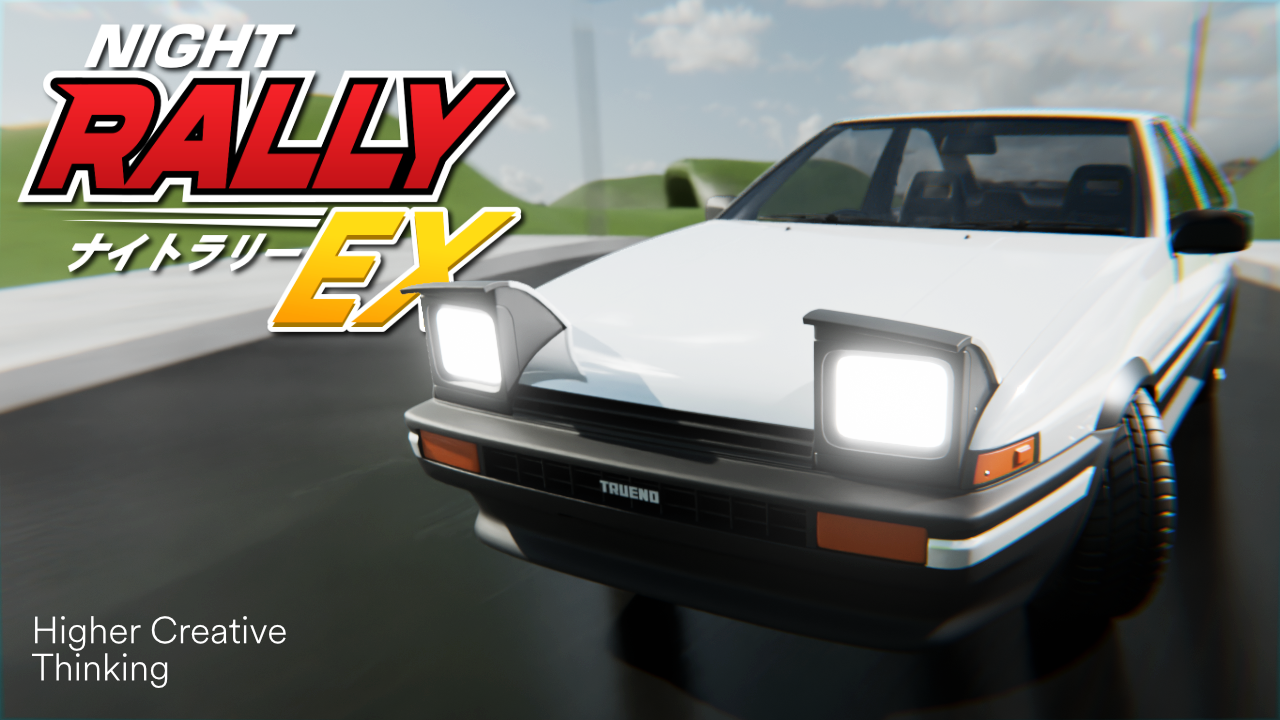 Night Rally EX - White Toyota AE86 Trueno on the Rallycross Track