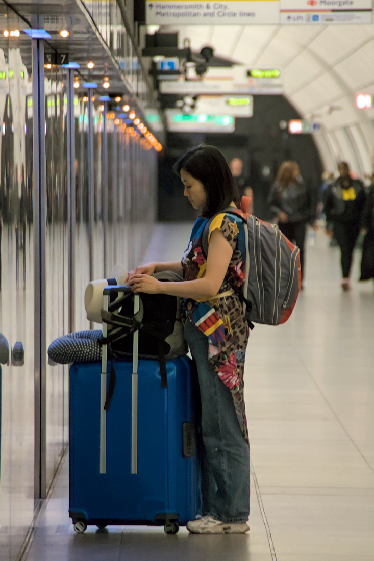 London Liverpool Street - Commuter Waiting on the Elizabeth Line Platform